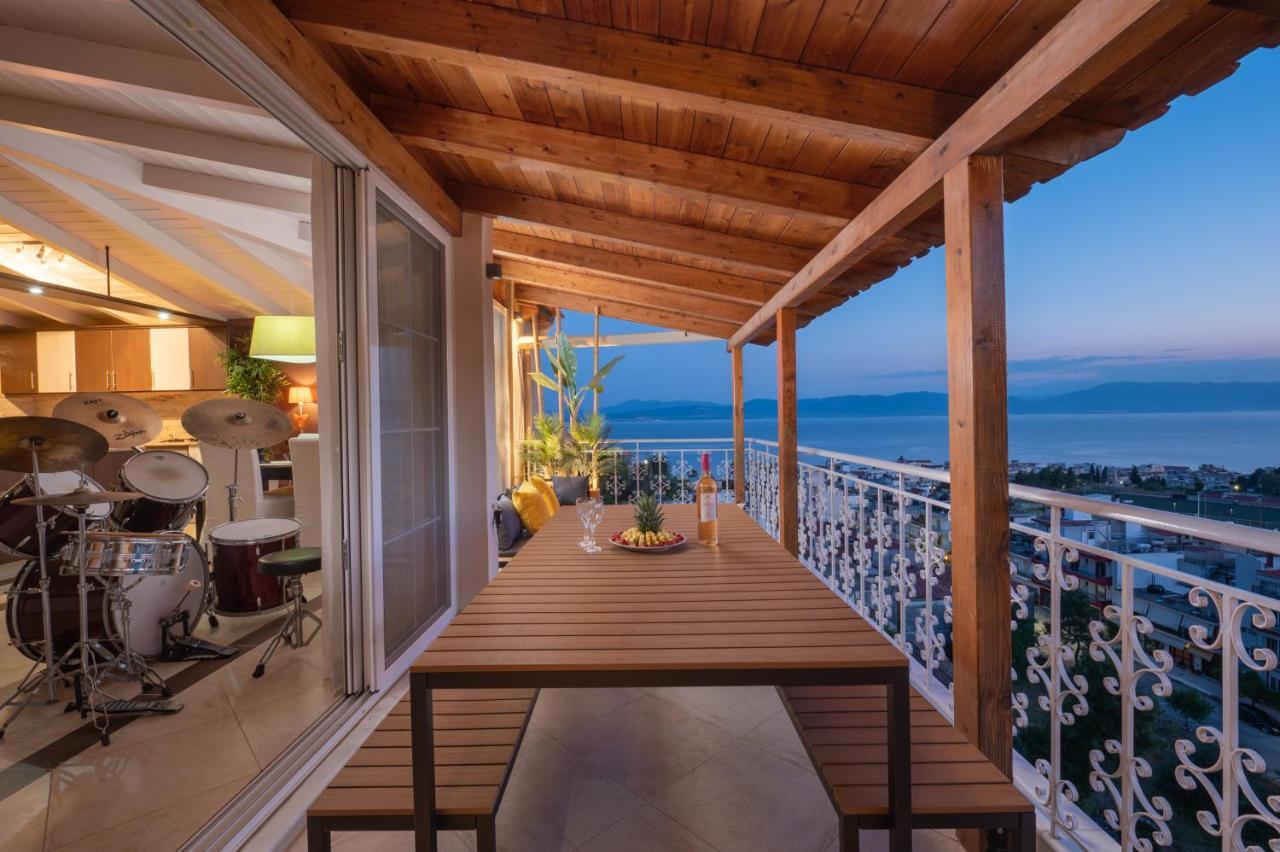 Panoramic View!Penthouse 120Qm Of Sea & Mountain Villa Loutra Edipsou  Dış mekan fotoğraf