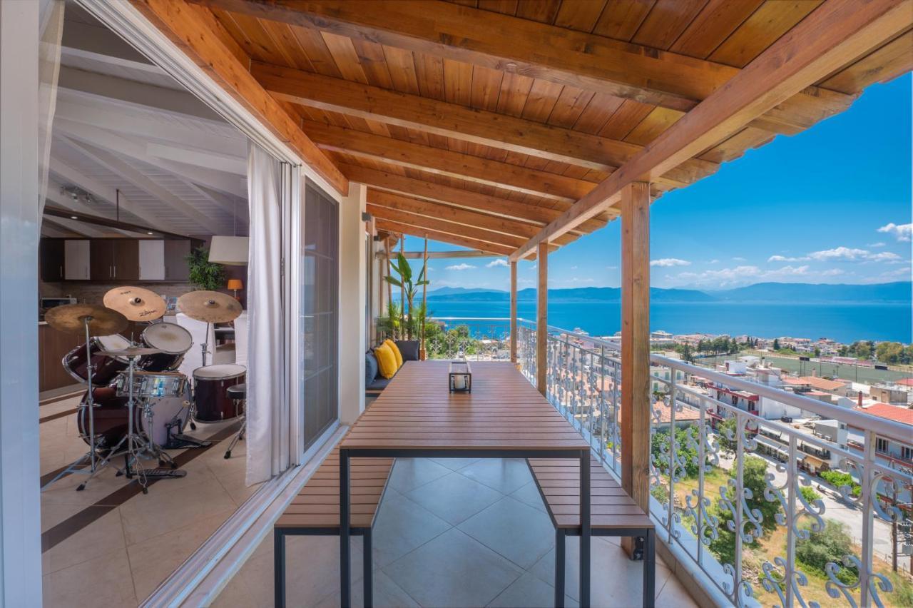 Panoramic View!Penthouse 120Qm Of Sea & Mountain Villa Loutra Edipsou  Dış mekan fotoğraf