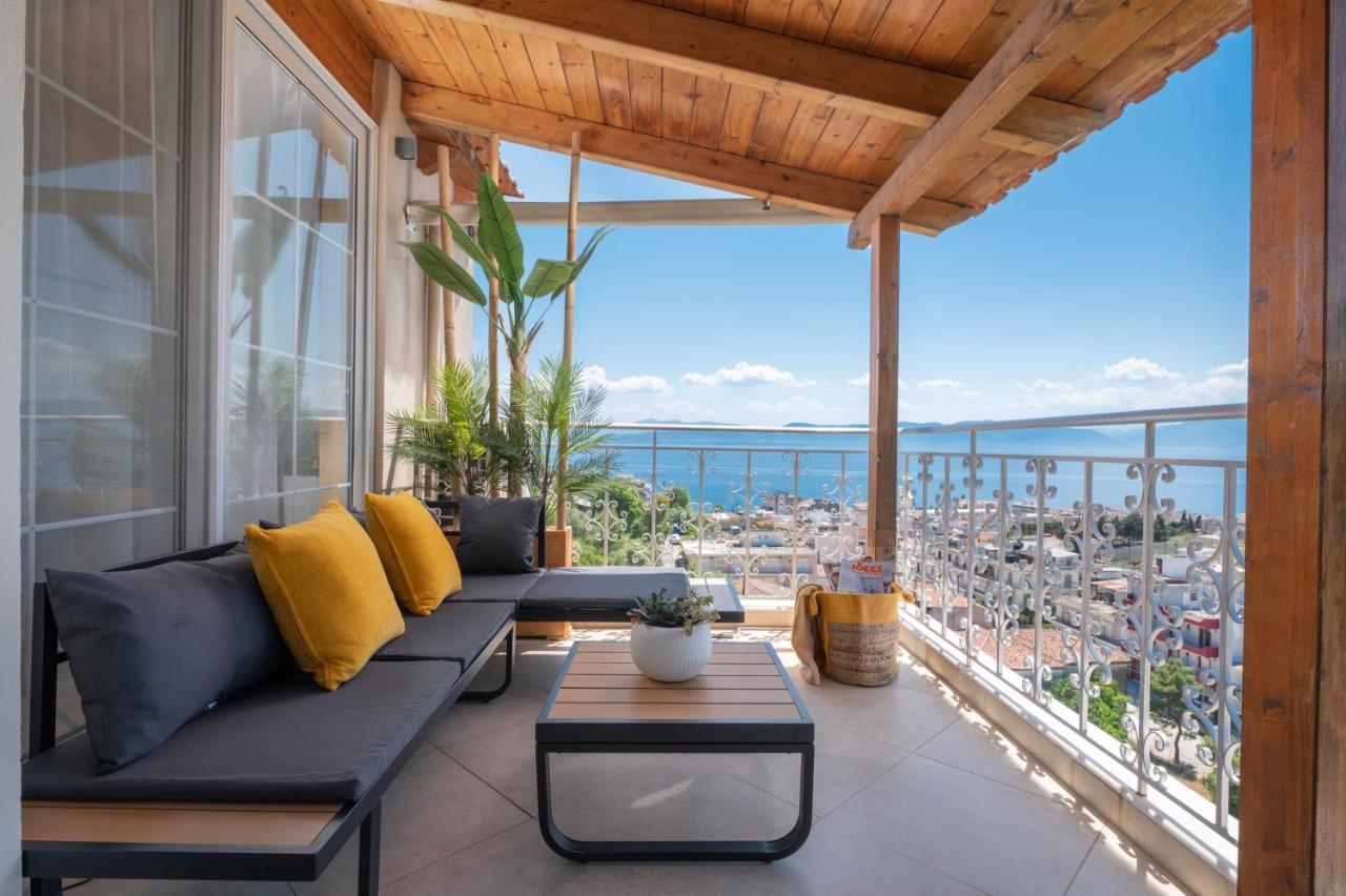 Panoramic View!Penthouse 120Qm Of Sea & Mountain Villa Loutra Edipsou  Dış mekan fotoğraf